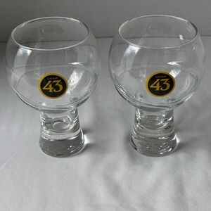 Pair of Licor 43 Cuarenta y Tres Liqueur Bubble Stem Glasses